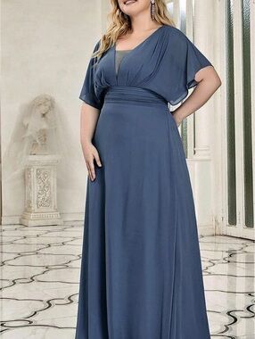 Ever Pretty Ambryn Empire Waist Dusty Blue Chiffon Formal Maxi Evening Dress 2XL